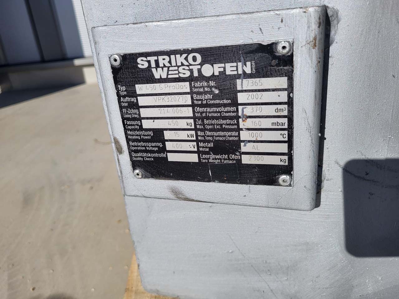 StrikoWestofen W 450 S ProDos DCP Four de dosage O1816, utilisé StrikoWestofen W 450 S ProDos DCP Four de dosage O1816, utilisé