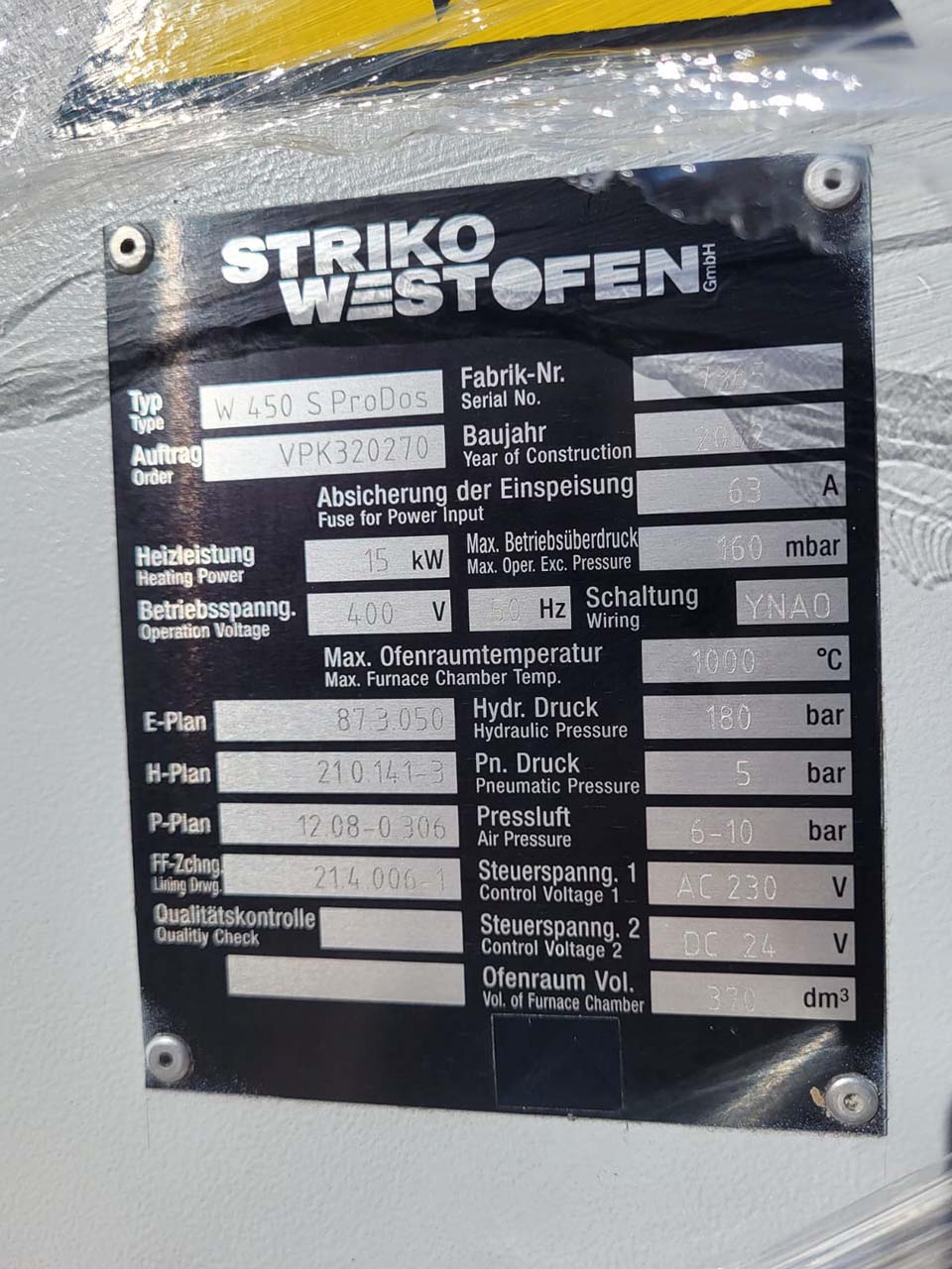 StrikoWestofen W 450 S ProDos DCP Four de dosage O1816, utilisé StrikoWestofen W 450 S ProDos DCP Four de dosage O1816, utilisé