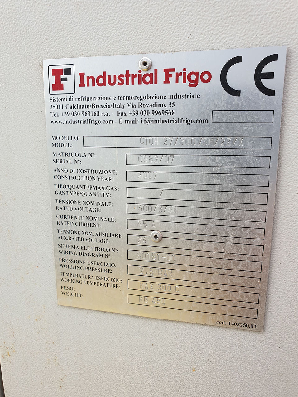 Refroidisseur d'huile industriel Frigo CTOH 27/300/SM/2Z/X ZU2087