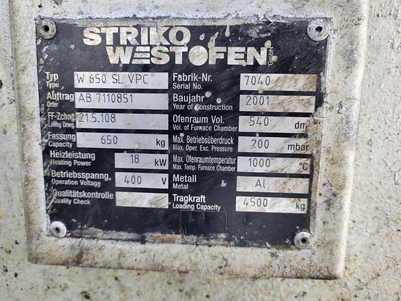 StrikoWestofen W 650 SL ProDos Four de dosage O1749, utilisé