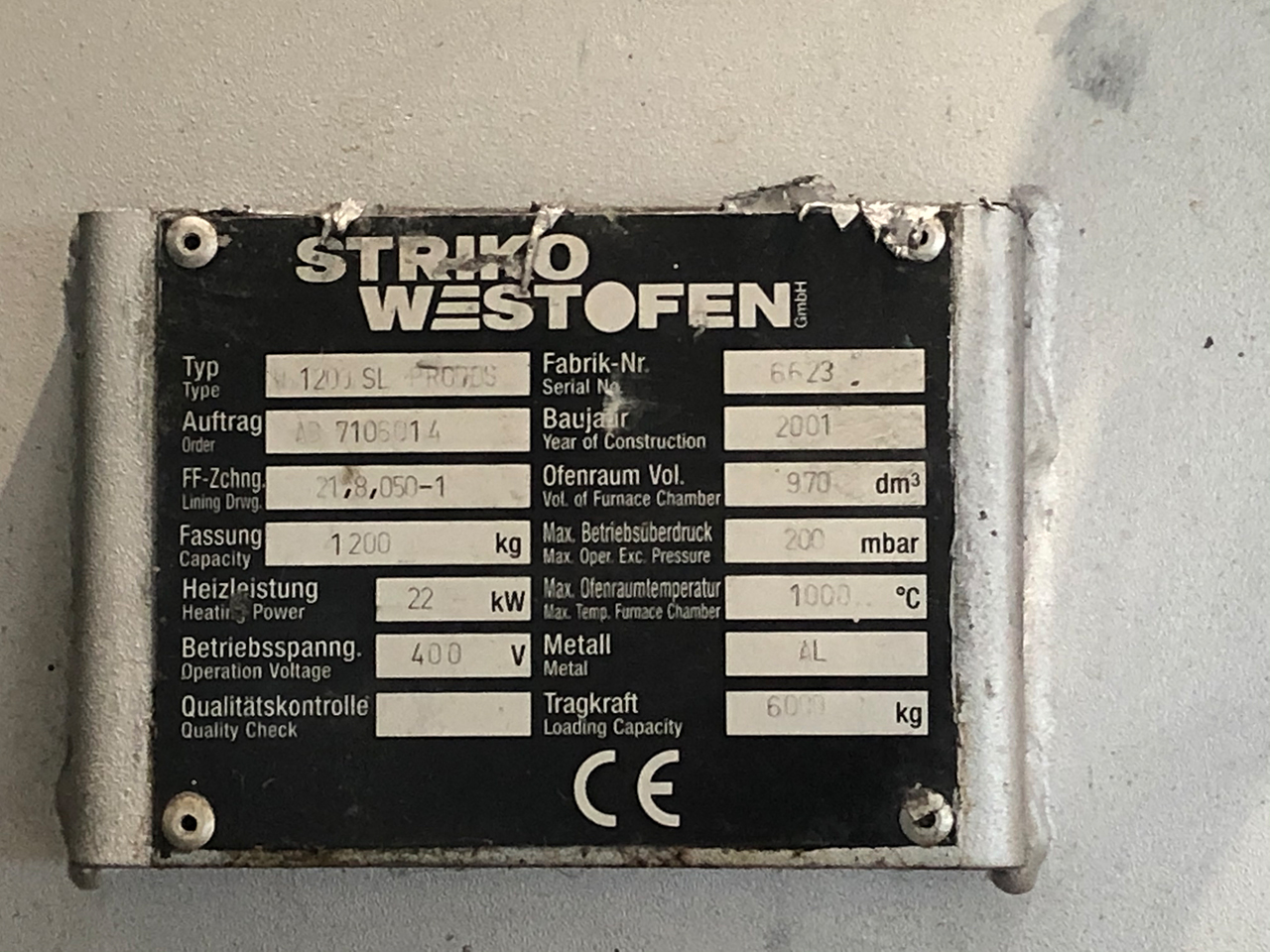 StrikoWestofen W 1200 SL ProDos DPC Four de dosage O1814, utilisé